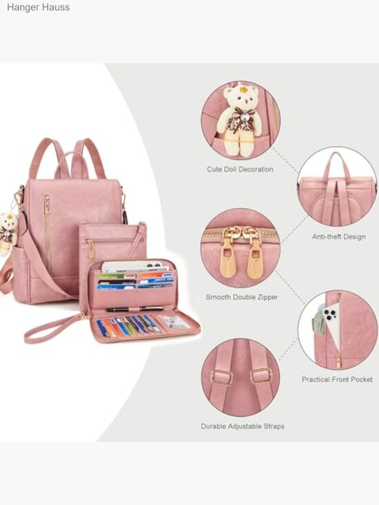 Women Fashion Backpack Purse Anti-Theft Leather Shoulder Bag Travel Multi